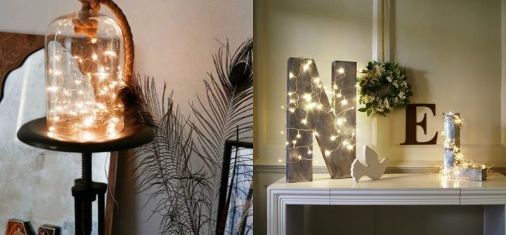 decorative fairy lights in living room