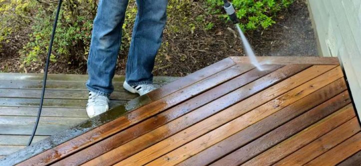 How long after power washing deck can I stain