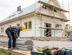 A homeowner reviewing renovation plans with an insurance agent, highlighting the importance of proper coverage before starting home improvements.