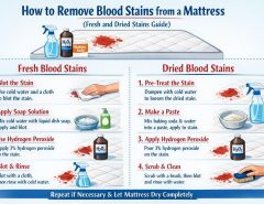 Removing fresh blood stain from mattress using hydrogen peroxide