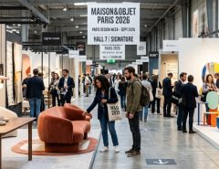Visitors exploring contemporary furniture and design installations at Maison&Objet Paris 2026 during Paris Design Week