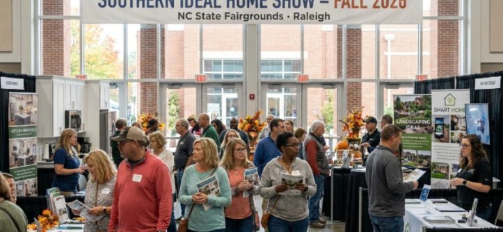 Homeowners exploring exhibitor booths at Southern Ideal Home Show Fall 2026 at NC State Fairgrounds Raleigh