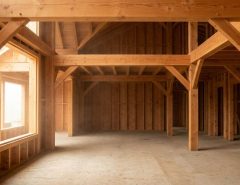 Natural timber frame home exterior in Austin Texas