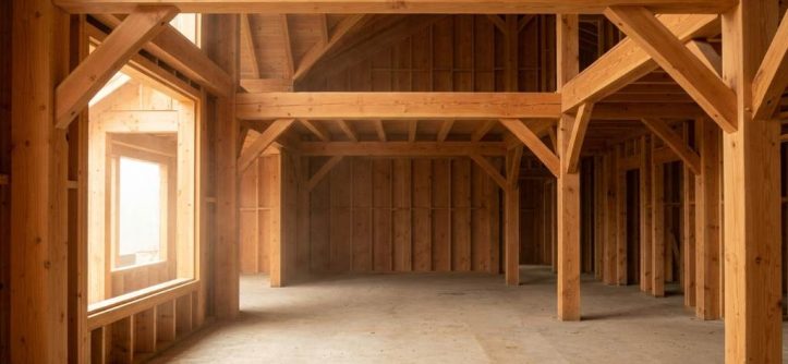 Natural timber frame home exterior in Austin Texas