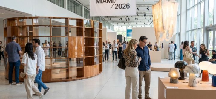 Visitors exploring collectible design installations at Design Miami 2026 fair