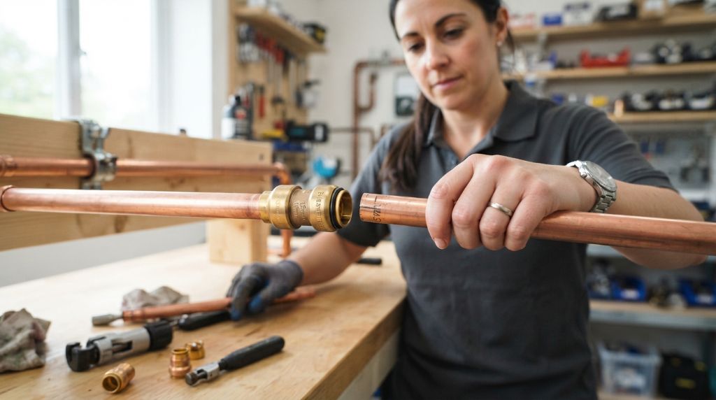 Using a compression fitting to join copper pipes