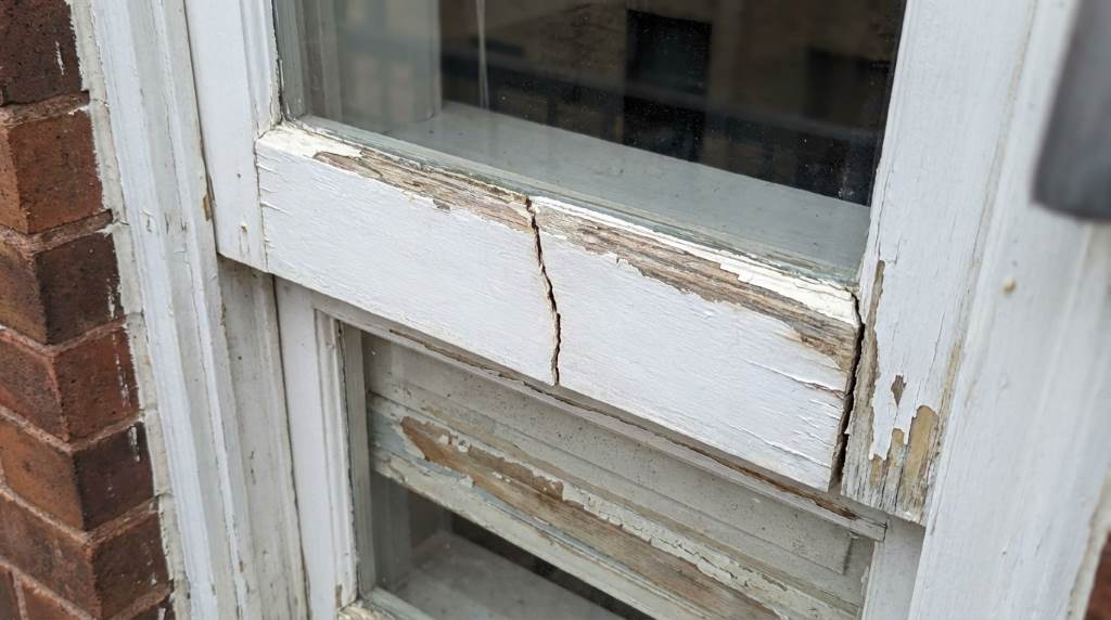 Restored Chicago window sash after crack repair